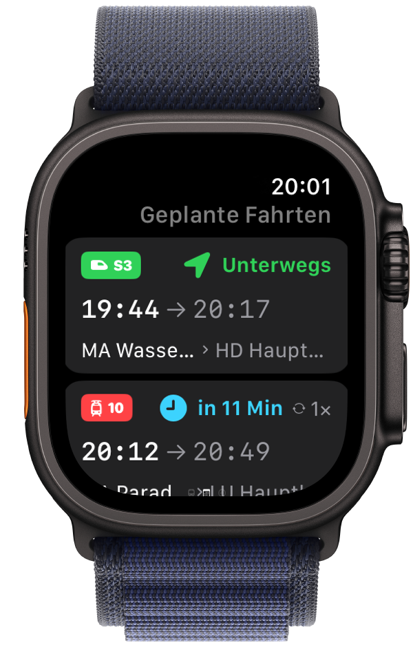 Geplante Fahrten auf Apple Watch Ultra 3